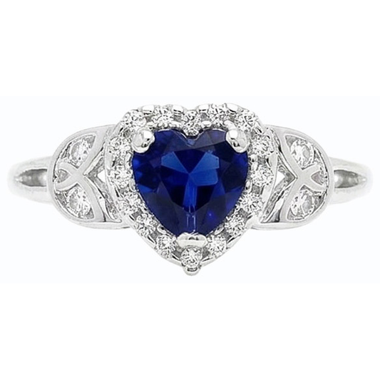 Round Natural Earth Mined Diamond Ring Heart Ceylon Sapphire Infinity Style