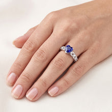Round Natural Earth Mined Diamond Ring Heart Cut Sri Lankan Sapphire 2 Carats With Accents