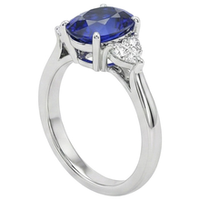 Round Natural Earth Mined Diamond Ring Oval Sri Lankan Sapphire 8.25 Carats
