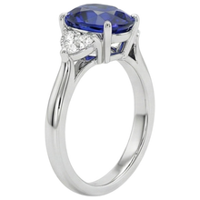 Round Natural Earth Mined Diamond Ring Oval Sri Lankan Sapphire 8.25 Carats