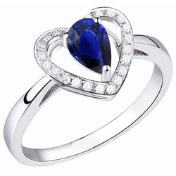 Round Natural Earth Mined Diamond Ring Pear Cut Blue Sapphire Heart Style 3 Carats