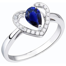 Round Natural Earth Mined Diamond Ring Pear Cut Blue Sapphire Heart Style 3 Carats