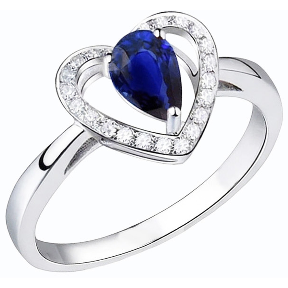 Round Natural Earth Mined Diamond Ring Pear Cut Blue Sapphire Heart Style 3 Carats