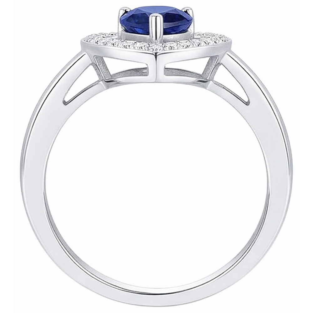 Round Natural Earth Mined Diamond Ring Pear Cut Blue Sapphire Heart Style 3 Carats