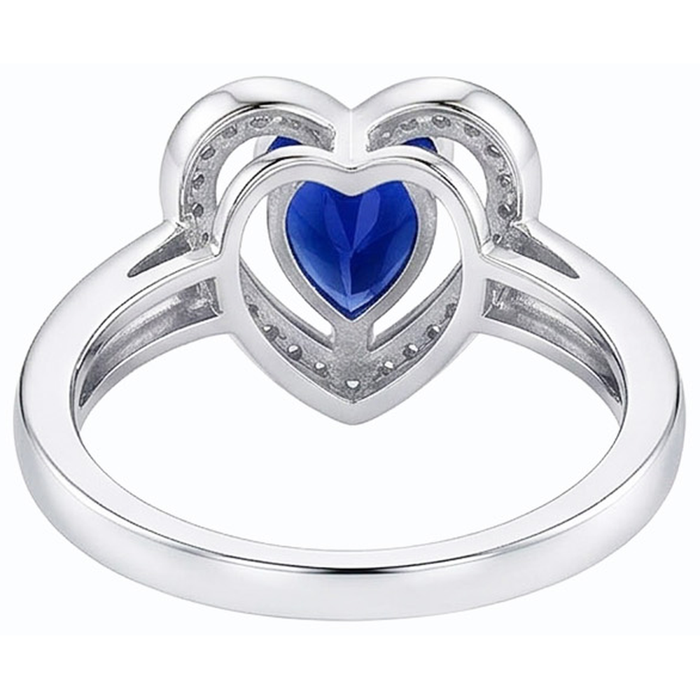 Round Natural Earth Mined Diamond Ring Pear Cut Blue Sapphire Heart Style 3 Carats