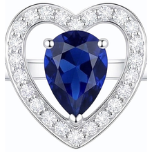 Round Natural Earth Mined Diamond Ring Pear Cut Blue Sapphire Heart Style 3 Carats