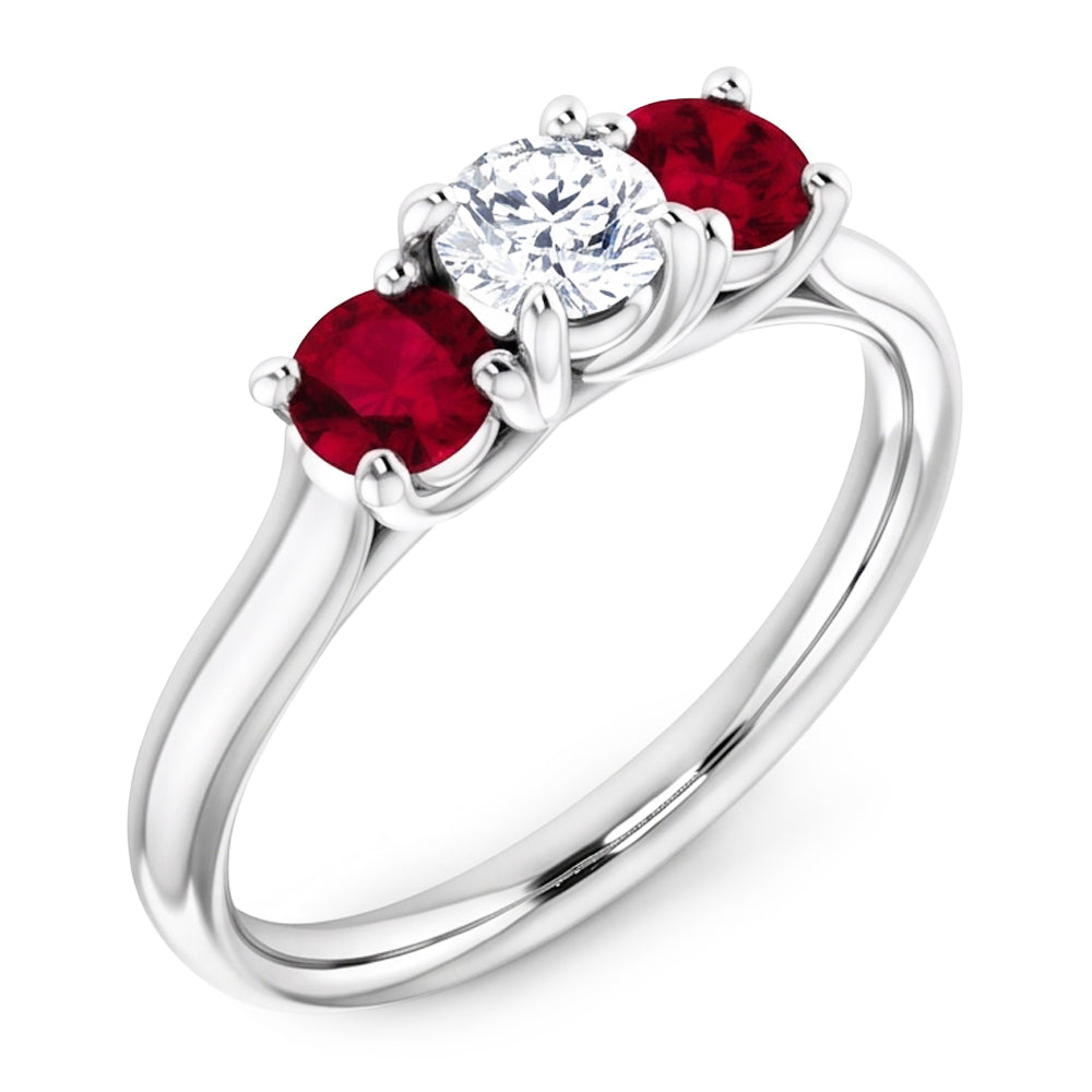 Round Natural Earth Mined Diamond Ruby Stone Ring 2.40 Carats White Gold 14K Jewellery