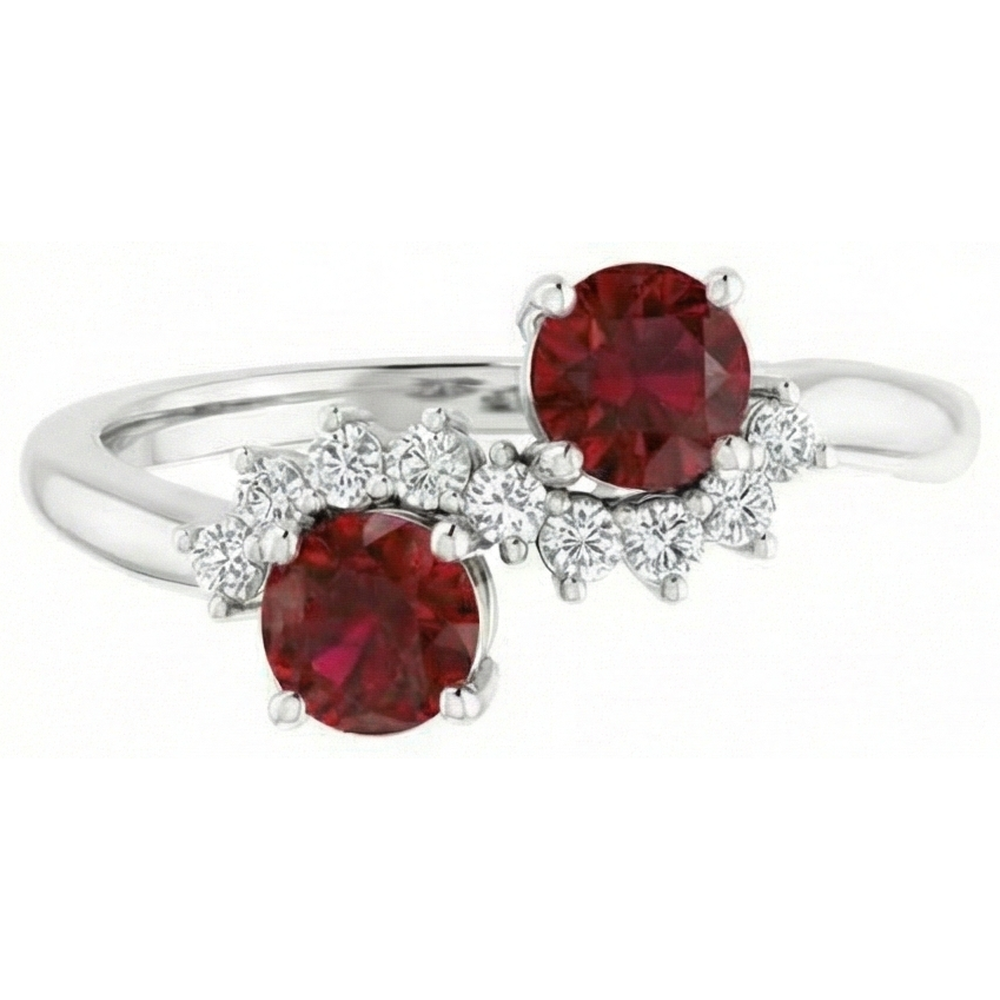 Round Natural Earth Mined Diamond Ruby Stone Ring 2.40 Carats White Gold 14K Jewellery