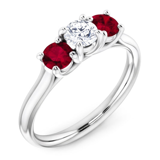 Round Natural Earth Mined Diamond Ruby Stone Ring 2.40 Carats White Gold 14K Jewellery