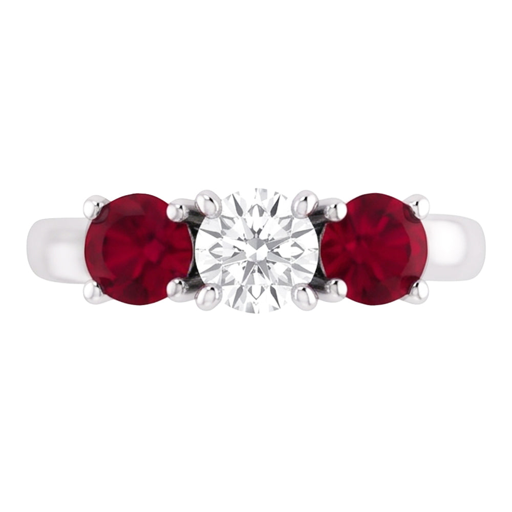 Round Natural Earth Mined Diamond Ruby Stone Ring 2.40 Carats White Gold 14K Jewellery