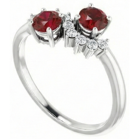 Round Natural Earth Mined Diamond Ruby Stone Ring 2.40 Carats White Gold 14K Jewellery