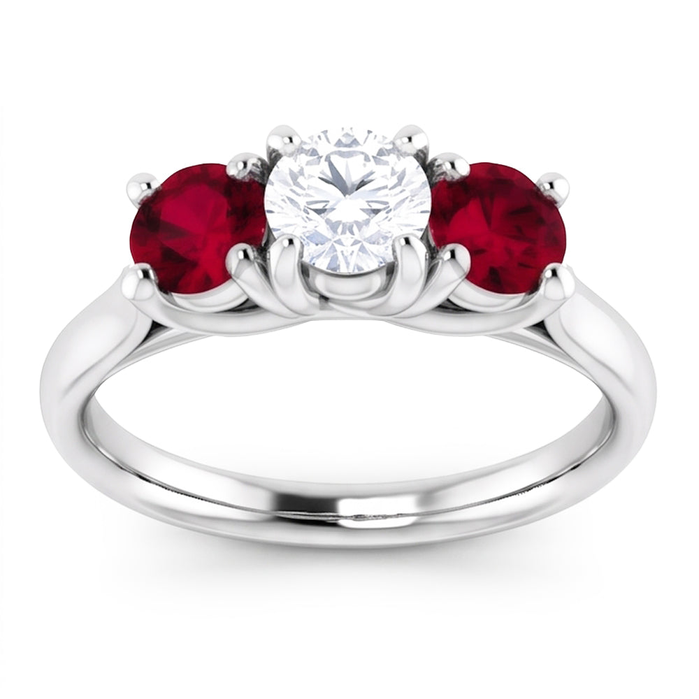 Round Natural Earth Mined Diamond Ruby Stone Ring 2.40 Carats White Gold 14K Jewellery