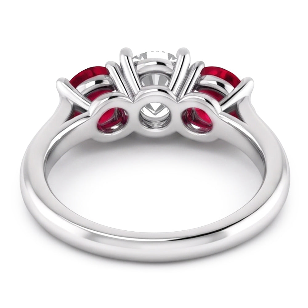 Round Natural Earth Mined Diamond Ruby Stone Ring 2.40 Carats White Gold 14K Jewellery