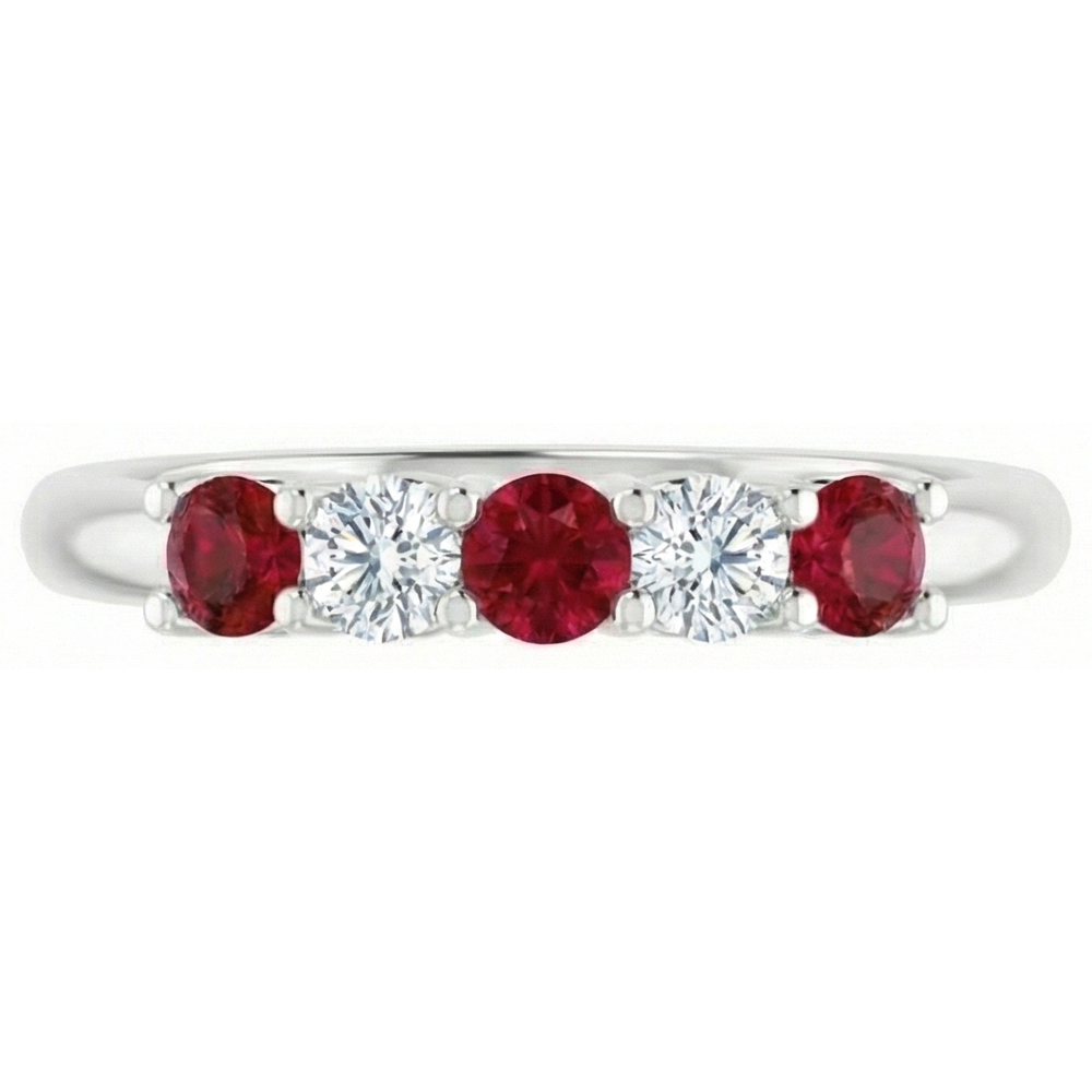 Round Natural Earth Mined Diamond Ruby Stone Ring 2 Carats White Gold 14K Jewellery