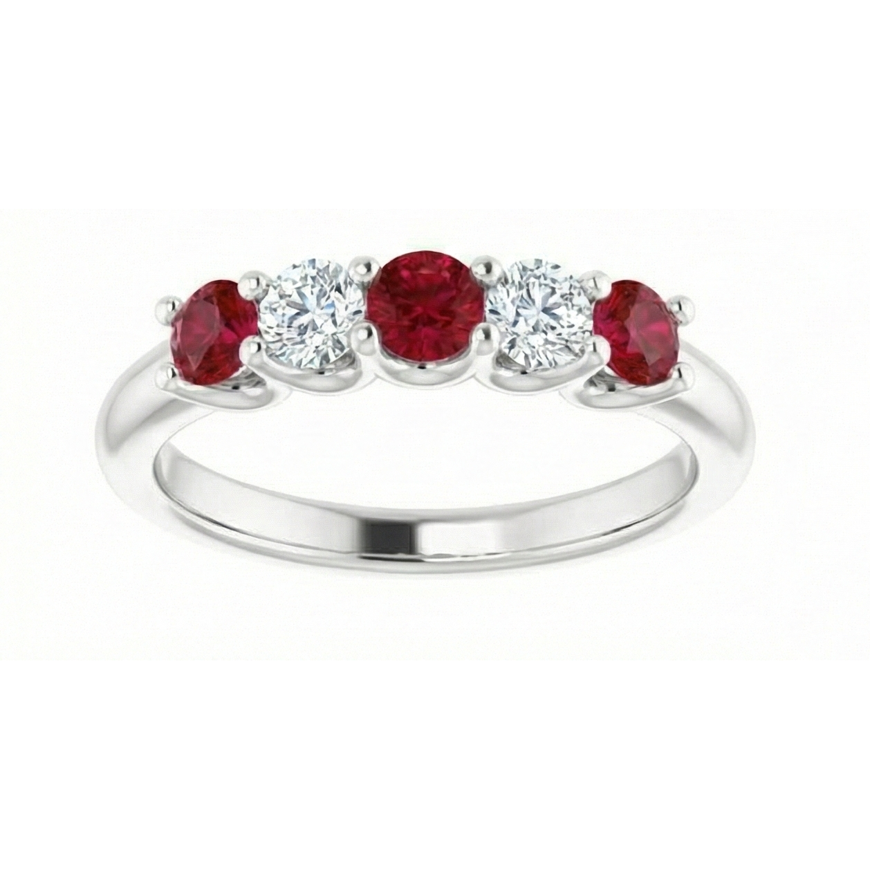 Round Natural Earth Mined Diamond Ruby Stone Ring 2 Carats White Gold 14K Jewellery