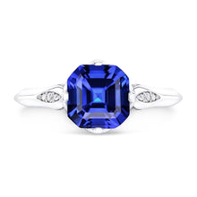 Round Natural Earth Mined Diamond Sapphire Anniversary Ring Asscher Cut 3 Carats Gold 14K