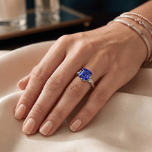 Round Natural Earth Mined Diamond Sapphire Anniversary Ring Asscher Cut 3 Carats Gold 14K