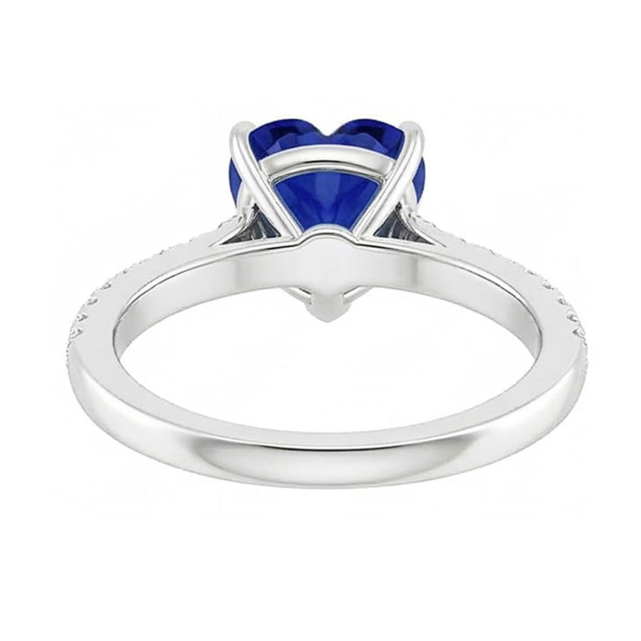 natural round sapphire 2.50ct ring on white background