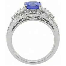 Round Natural Earth Mined Diamond Sapphire Ring Open Eye Style Split Shank 2.50 Carats