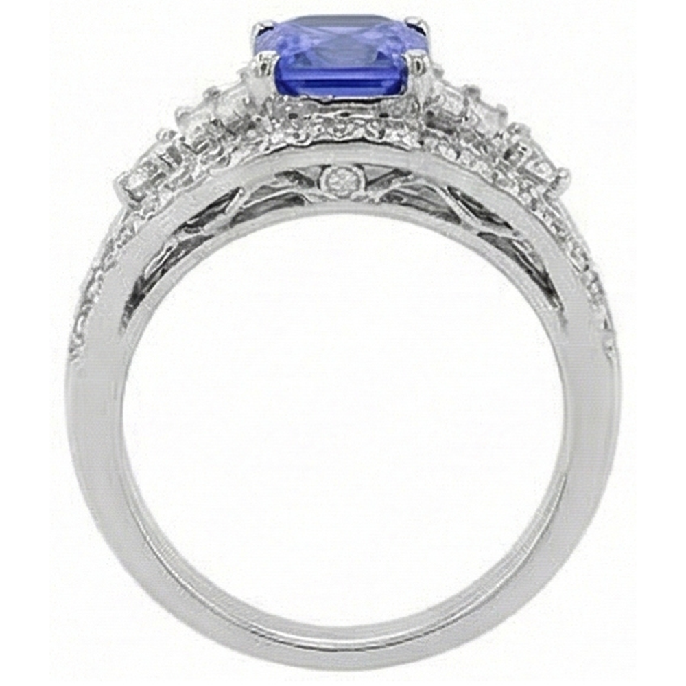 Round Natural Earth Mined Diamond Sapphire Ring Open Eye Style Split Shank 2.50 Carats