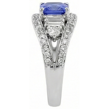 Round Natural Earth Mined Diamond Sapphire Ring Open Eye Style Split Shank 2.50 Carats