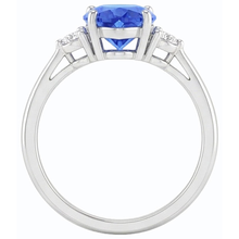 natural round sapphire 1.75ct ring with diamond accents