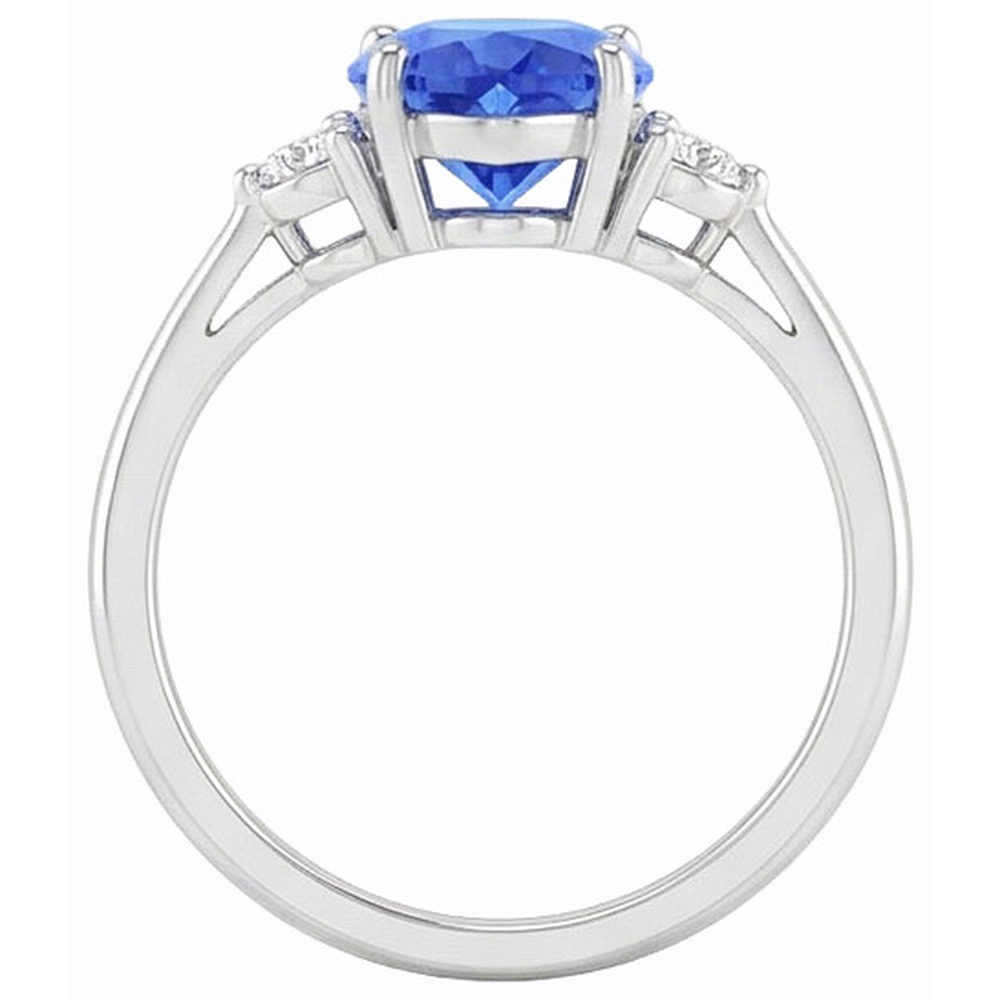 natural round sapphire 1.75ct ring with diamond accents