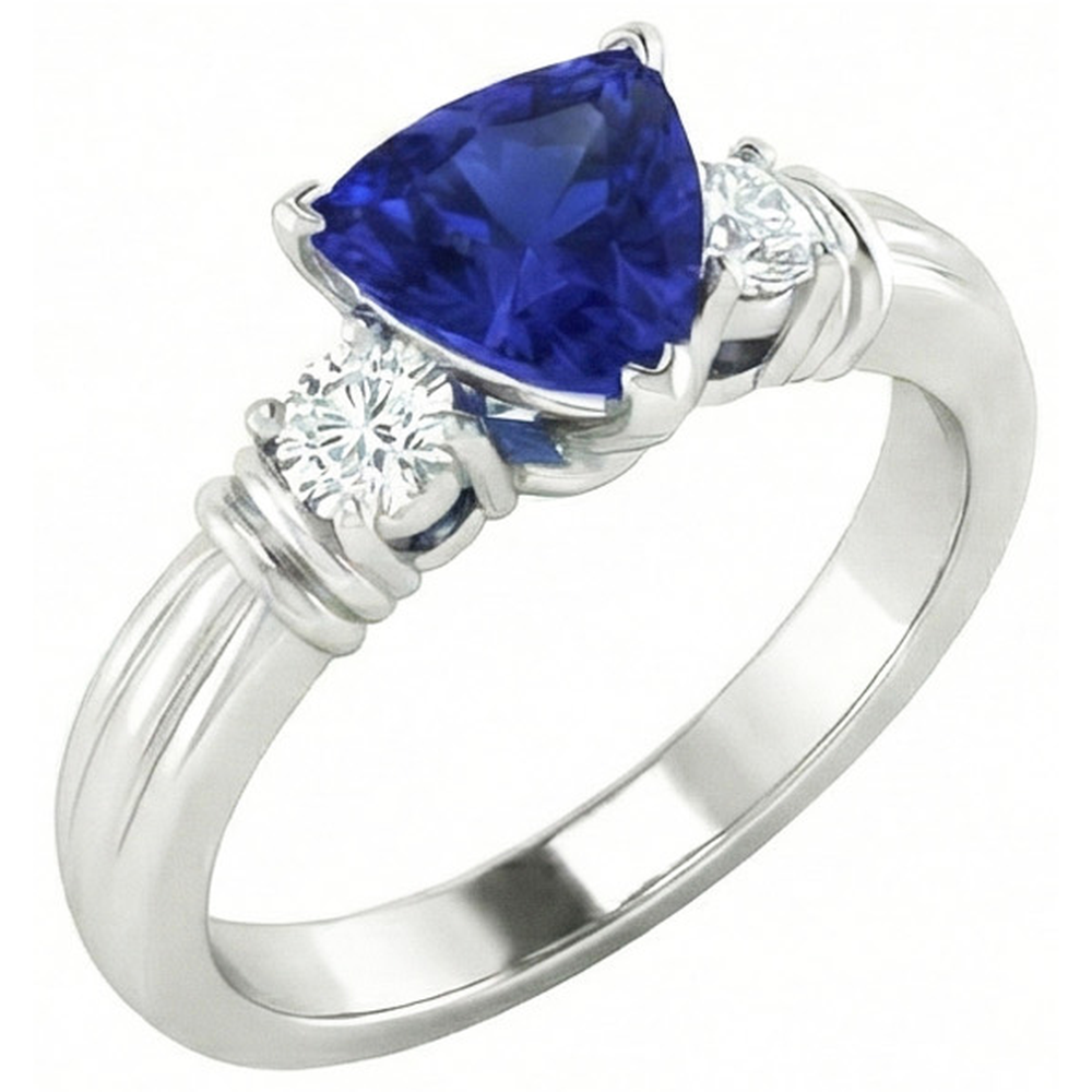 natural round sapphire 1.75ct ring front view