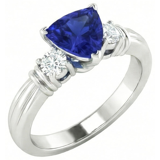 natural round sapphire 1.75ct ring front view