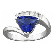 Round Natural Earth Mined Diamond Trillion Blue Sapphire Ring Tension Channel Set 2 Carats