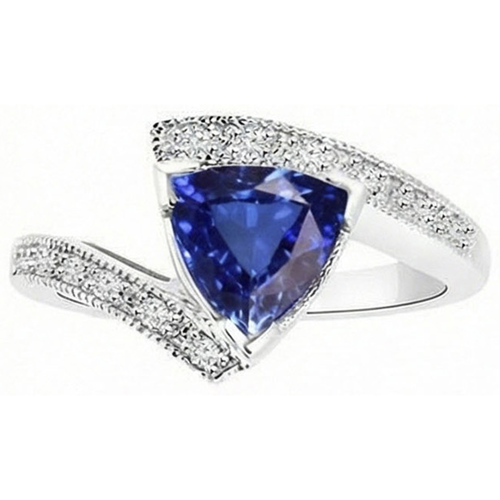 natural round sapphire 3ct ring profile view