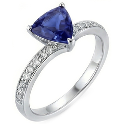 Round Natural Earth Mined Diamond Trillion Sapphire Ring Enhancer 2.50 Carats Gold 14K