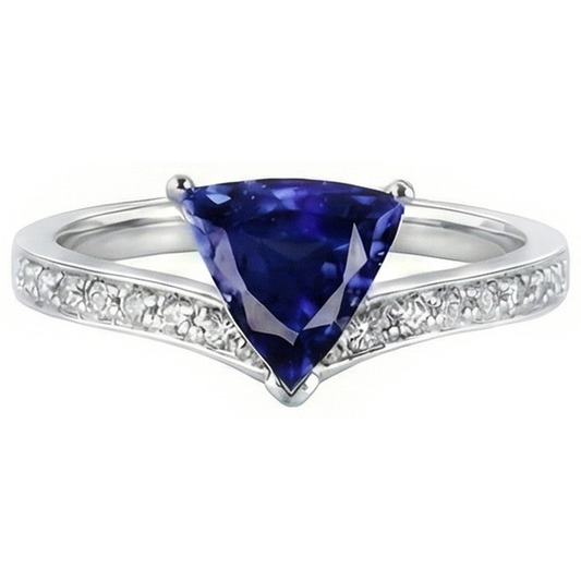 Round Natural Earth Mined Diamond Trillion Sapphire Ring Enhancer 2.50 Carats Gold 14K