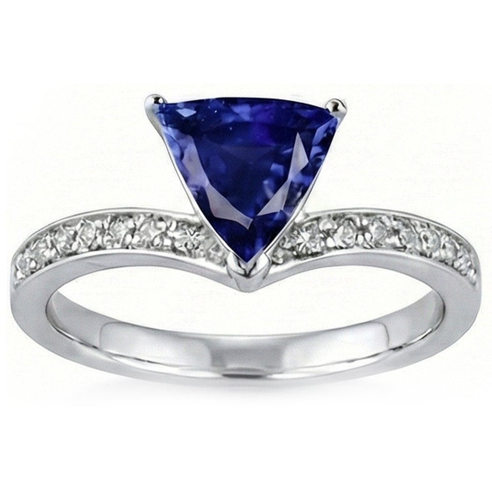 Round Natural Earth Mined Diamond Trillion Sapphire Ring Enhancer 2.50 Carats Gold 14K