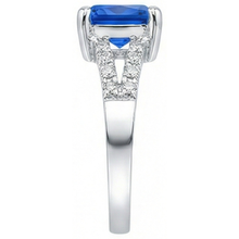 Round Natural Earth Mined Diamond Wedding Ring Blue Sapphire Split Shank 2 Carats