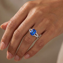Round Natural Earth Mined Diamond Wedding Ring Blue Sapphire Split Shank 2 Carats