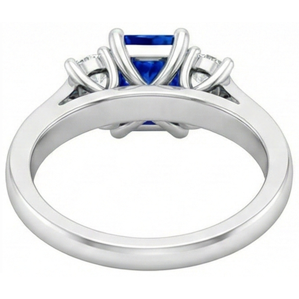Round Natural Earth Mined Diamond Women's Ring 1.25 Carats Ceylon Sapphire U Prong Setting