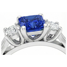 Round Natural Earth Mined Diamond Women's Ring 1.25 Carats Ceylon Sapphire U Prong Setting
