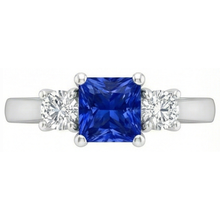 Round Natural Earth Mined Diamond Women's Ring 1.25 Carats Ceylon Sapphire U Prong Setting