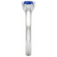 Round Natural Earth Mined Diamond Women's Ring 1.25 Carats Ceylon Sapphire U Prong Setting