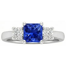 Round Natural Earth Mined Diamond Women's Ring 1.25 Carats Ceylon Sapphire U Prong Setting