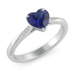 Natural Sapphire Ring 2ct - White Gold 14K