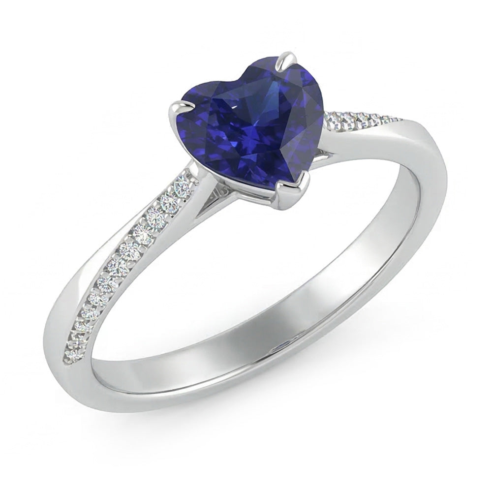 natural round sapphire 2ct ring front view