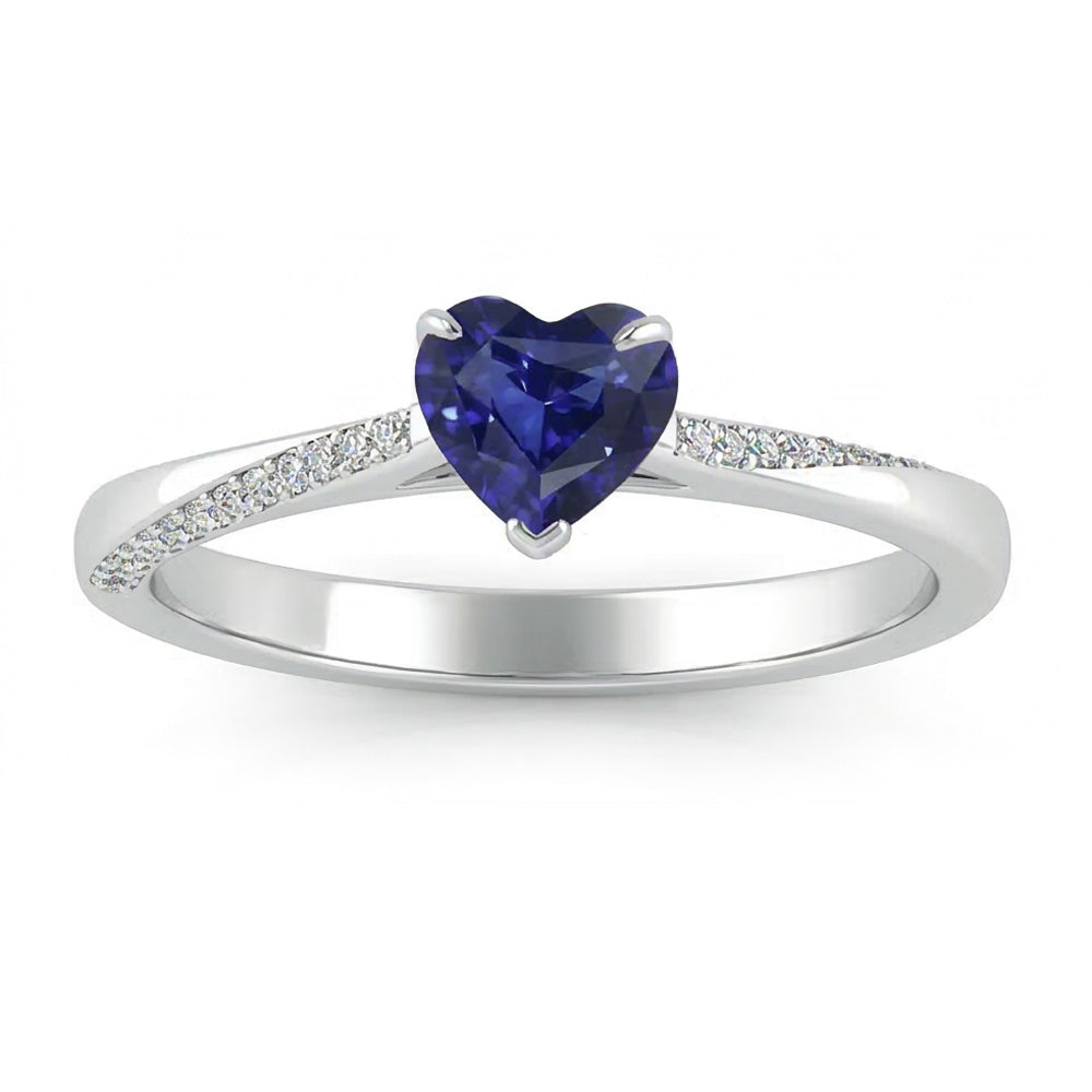 natural round sapphire 2ct ring top view