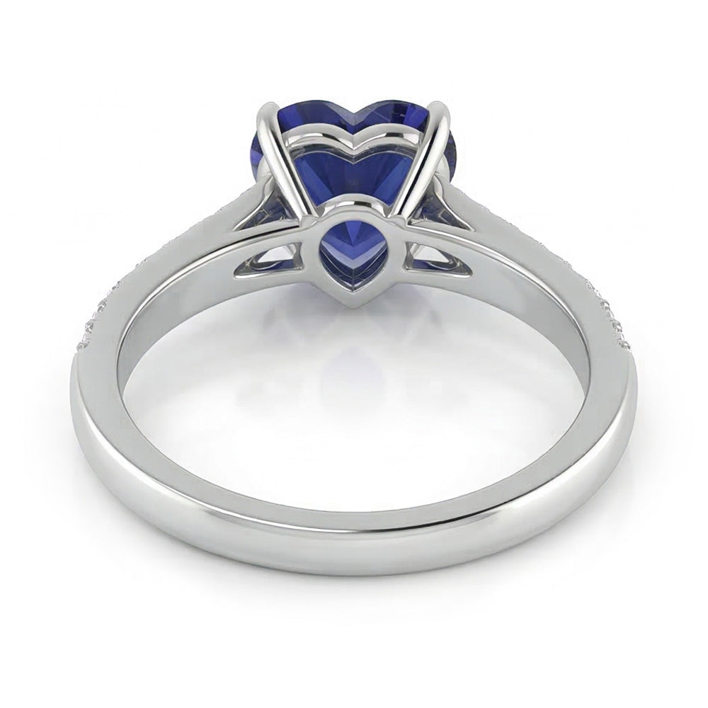 natural round sapphire 2ct ring profile view