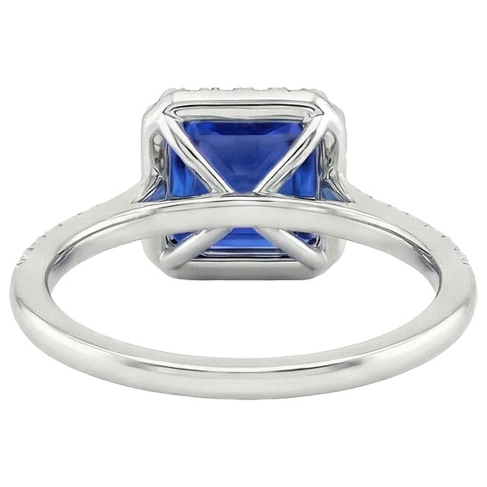 Round Natural Earth Mined Diamond & Blue Sapphire Engagement Ring With Accents 6 Carats