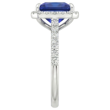 Round Natural Earth Mined Diamond & Blue Sapphire Engagement Ring With Accents 6 Carats