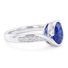 Round Natural Earth Mined Diamond & Blue Sapphire Ring 2.50 Carats Bypass Style Gold Shank