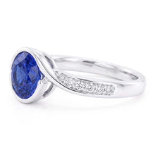 Round Natural Earth Mined Diamond & Blue Sapphire Ring 2.50 Carats Bypass Style Gold Shank