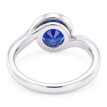 Round Natural Earth Mined Diamond & Blue Sapphire Ring 2.50 Carats Bypass Style Gold Shank